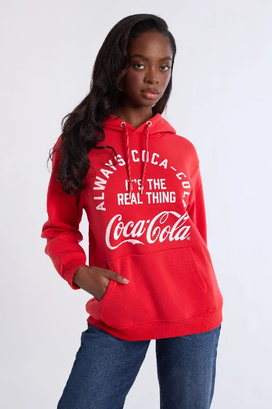 Coca-Cola Always Graphic Hoodie Hoodie with Hem Applique Textured Unique