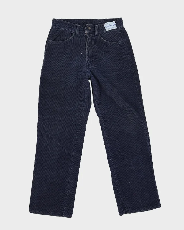 Vintage 80s Navy Cord Trousers - W27 L27 Trousers Ceremony Elegant