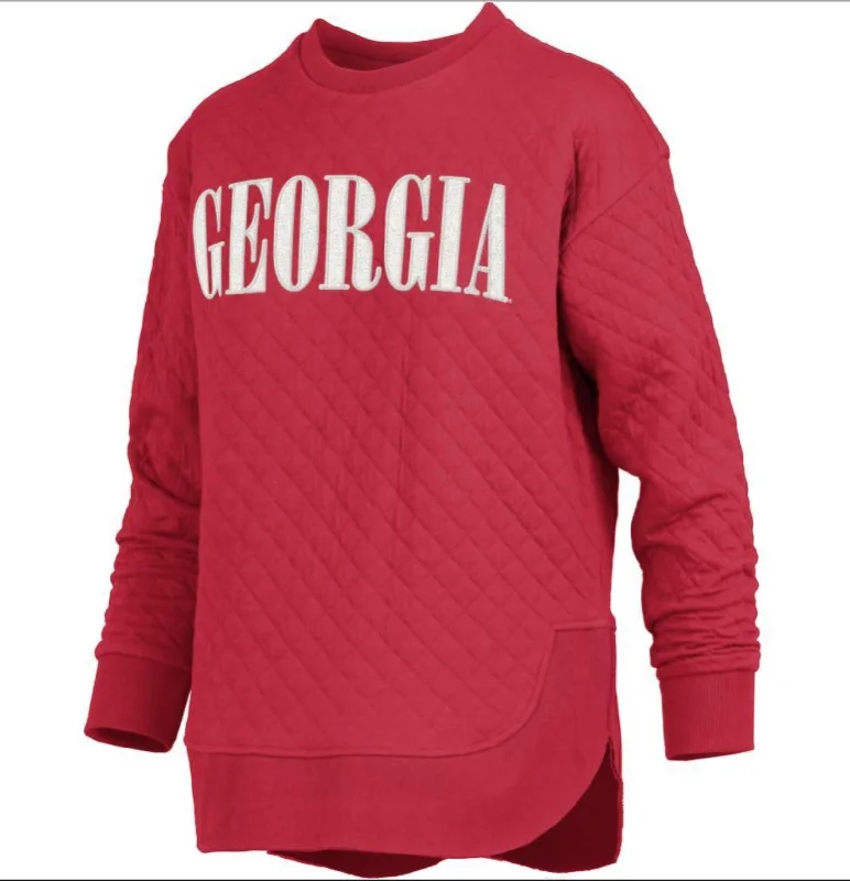 Pressbox UGA Womens Pasadena Quilted Red Pullover Soft Wool Sweater