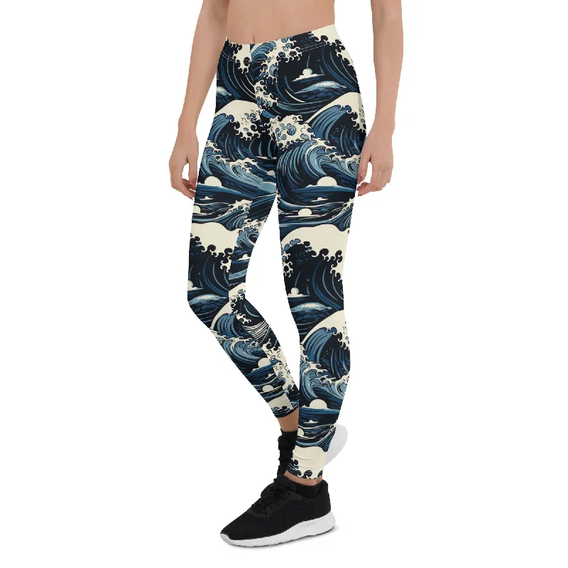 Tsunami Splash Leggings Casual Slim-Fit Leggings
