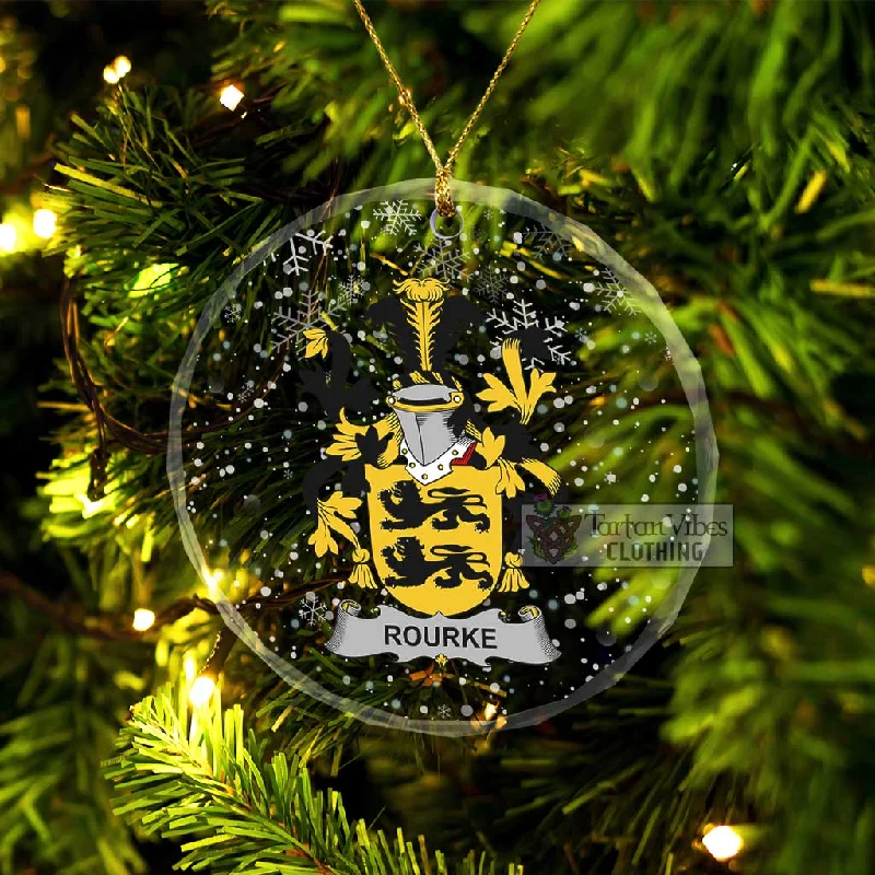 Rourke Irish Clan Christmas Glass Ornament with Coat of Arms Hooded Caped Scarf