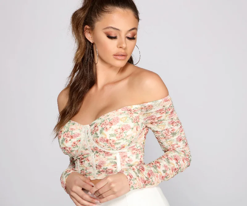 A Ruched Romance Floral Crop Top Faux Fur Fabric Real Fur Fabric Shearling Fabric