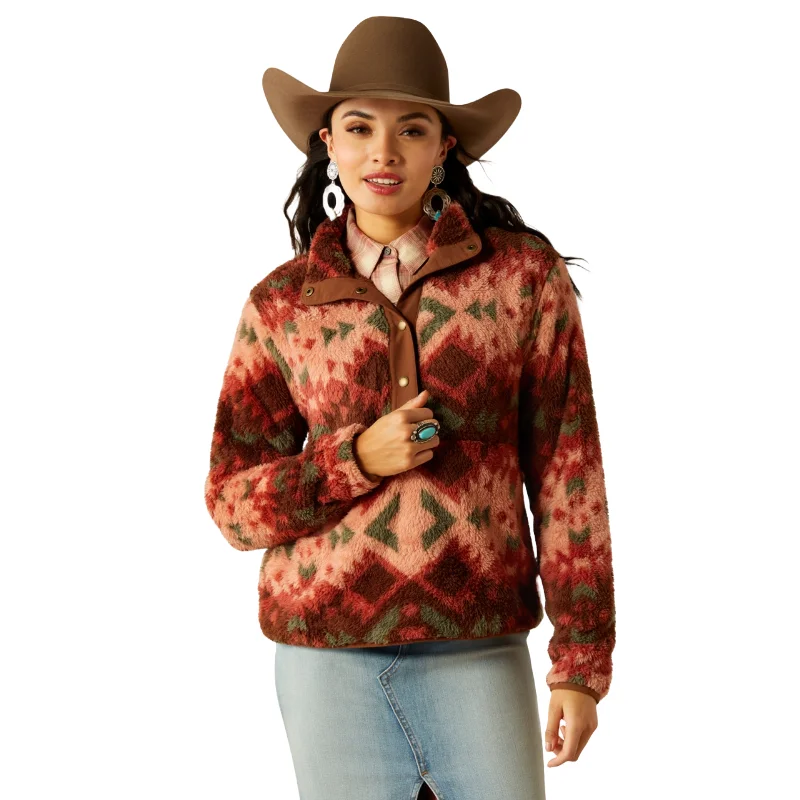 Ariat Ladies Berber Plainsview Aztec Print Snap Pullover 10053942 Sheath Sleeve Elegant Ariat Ladies Berber Plainsview Aztec Print Snap Pullover 10053942 Sheath Sleeve Elegant