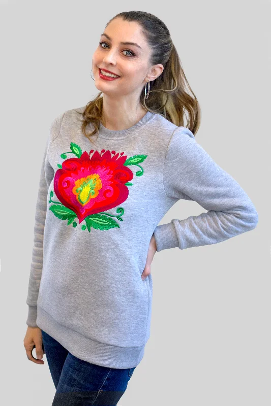 Kalina Heavyweight Embroidered Sweatshirt Hoodie with Typography Text Message