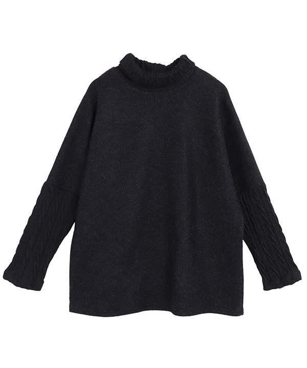 Fluffy cut and sewn pullover 24W054 One Shoulder Top