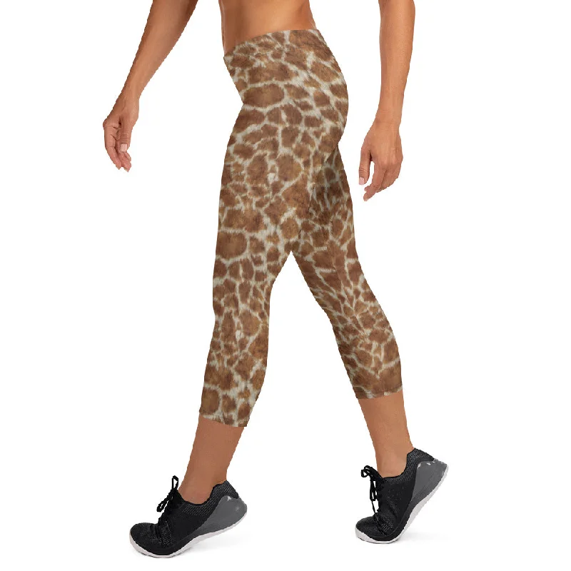 Giraffe Print Capri Leggings Stylish Lightweight Leggings