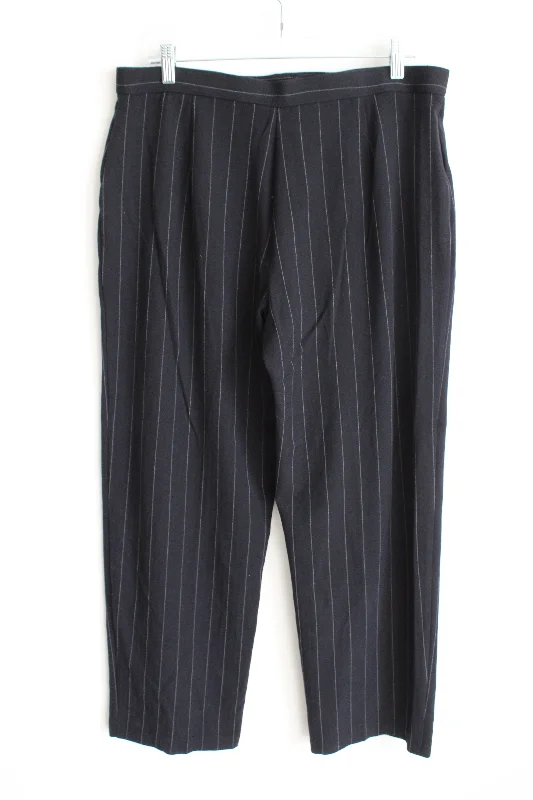 Briggs New York Black Striped Trouser Pant | 16 Trousers Tapered Slim Fit