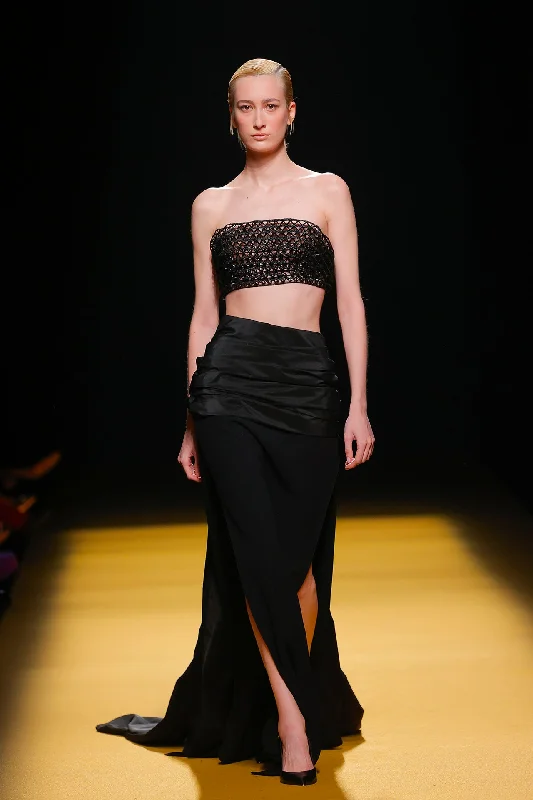 Beaded crop top with skirt Anti-Shrink Durable Soft