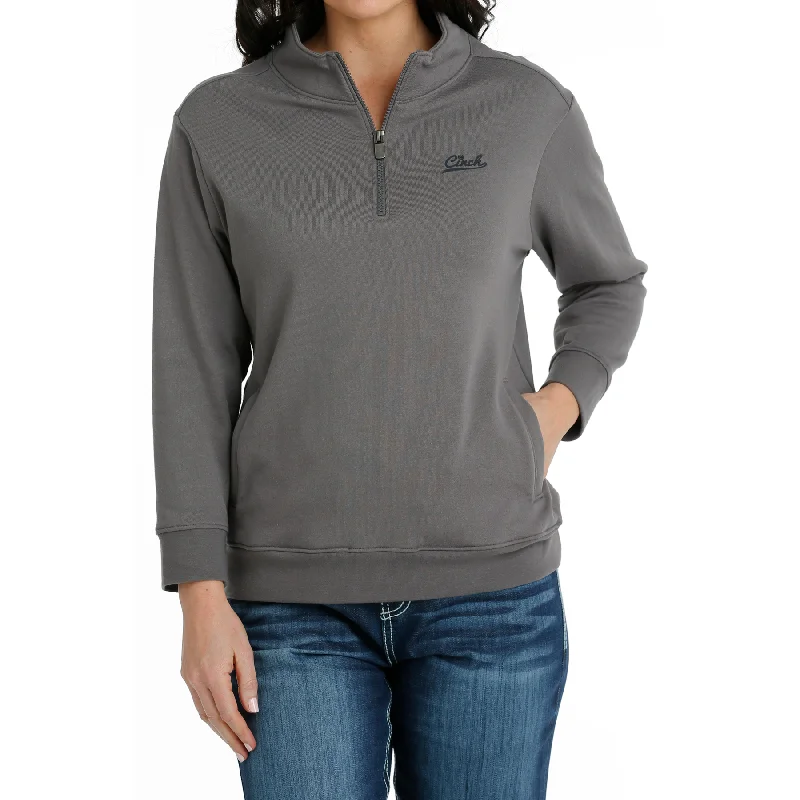 Cinch Ladies Grey Quarter Zip Pullover MAK7906002 Cowl Neck Pullover