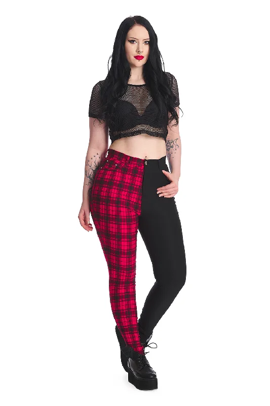Banned Apparel - Kaori Red/Black Trousers Trousers Business Professional