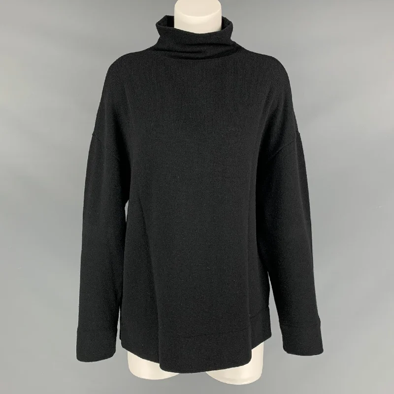 JAMES PERSE Size L Black Mock Neck Wool Blend Pullover Turtleneck Warm Pullover