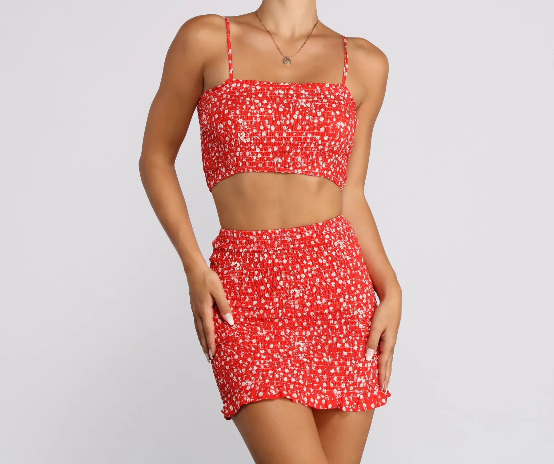 Falling For You Floral Crop Top Collared Crew Neck Turtle Neck