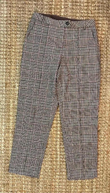 Brown Plaid Trousers Trousers Formal Black