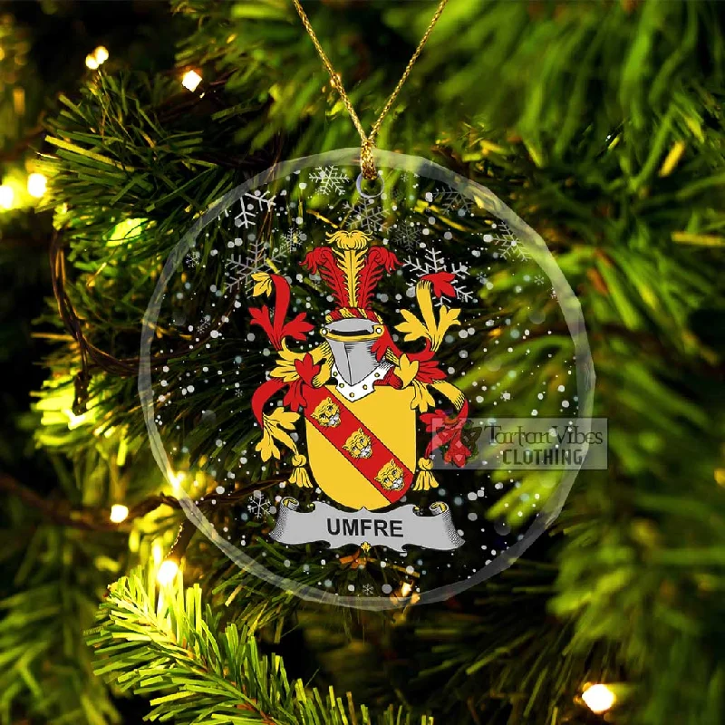 Umfre Irish Clan Christmas Glass Ornament with Coat of Arms Front Pockets Side Pockets Patch Pockets