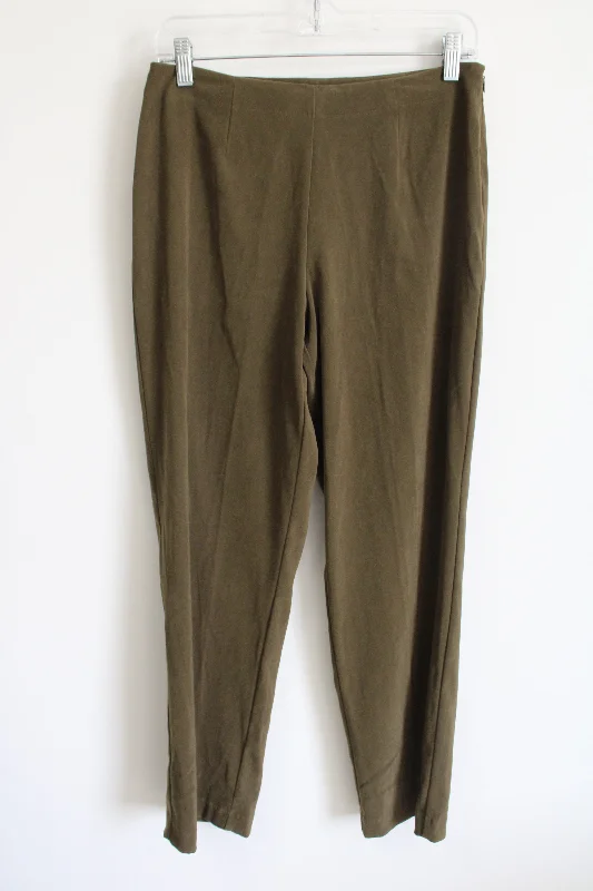 Sag Harbor Olive Green Trouser Sueded Pants | 8 Petite Trousers sophisticated sleek