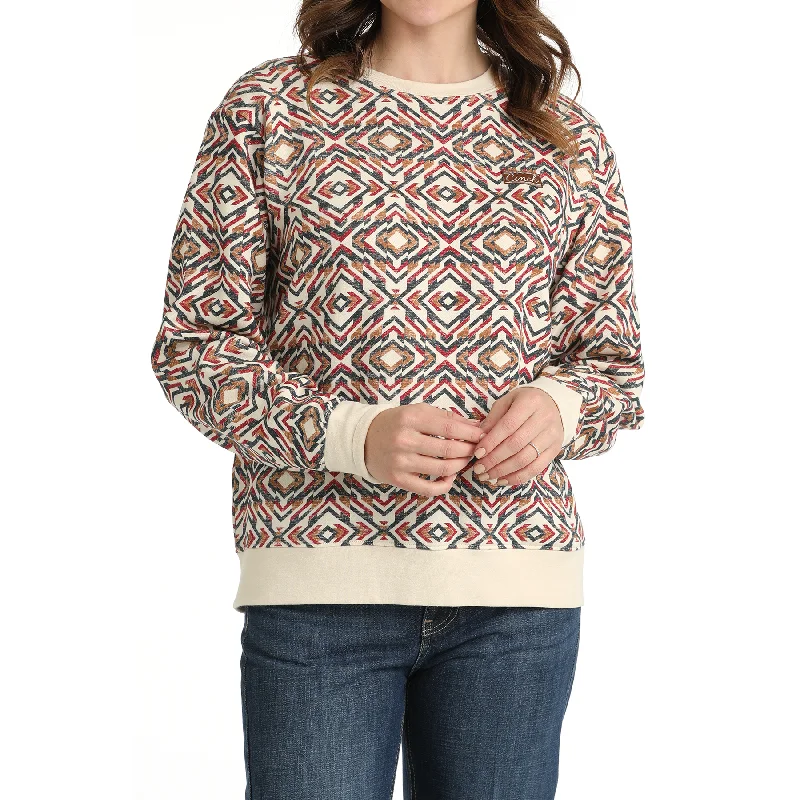 Cinch Ladies Multicolor Geometric Print Pullover MAK7905003 Leg Sleeve Comfort