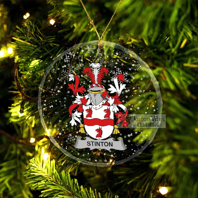 Stinton Irish Clan Christmas Glass Ornament with Coat of Arms Embroidered Appliqued Beaded