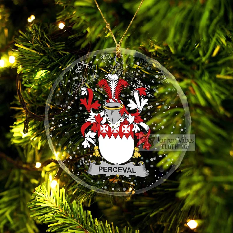 Perceval Irish Clan Christmas Glass Ornament with Coat of Arms Stole Shawl Scarf