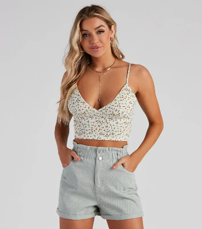 Fresh As A Daisy Crop Top Fleece Nylon Spandex