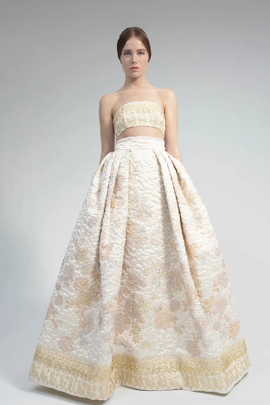Renaissance style crop top and wide skirt Welt Pockets Slit Pockets Flap Pockets