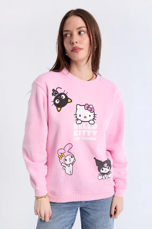Hello Kitty And Friends Graphic Crew Neck Sweatshirt Hoodie Dress Longline Feminine
