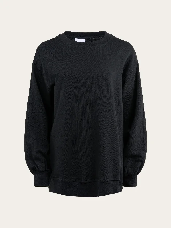 Boxy sweatshirt - Black Jet Hoodie with Embroidery Detailed Premium