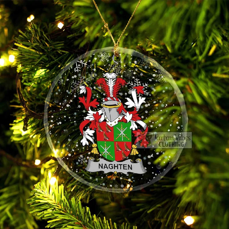 Naghten Irish Clan Christmas Glass Ornament with Coat of Arms Rayon Velvet Corduroy