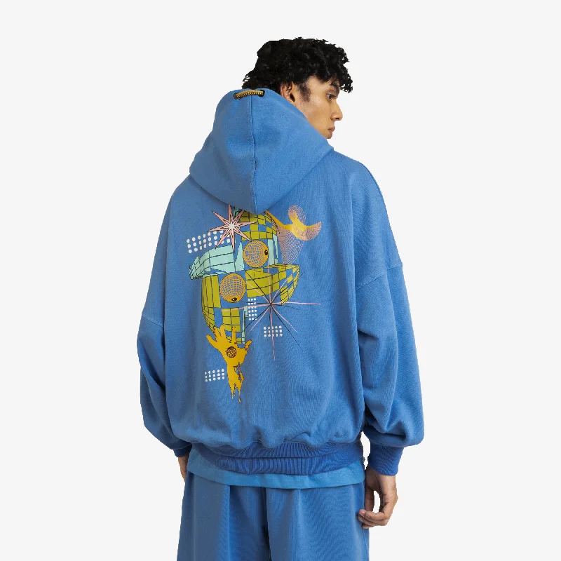 Superkicks | SPACEMAN DISCO HOODIE  { BLUE Hoodie with Snap Buttons Easy Quick