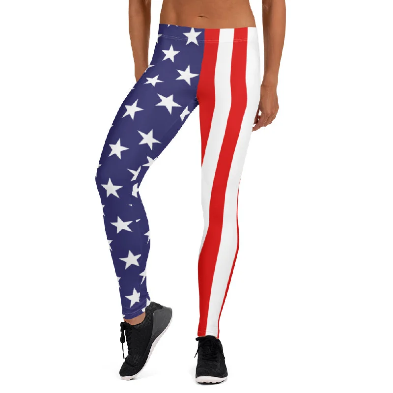 American Flag Leggings Trendy Cut-Out Activewear Leggings