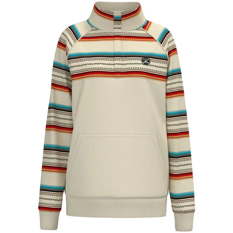 Hooey Ladies Serape Cream Henley Pullover HH1250CRAZ Long Bell Sleeve