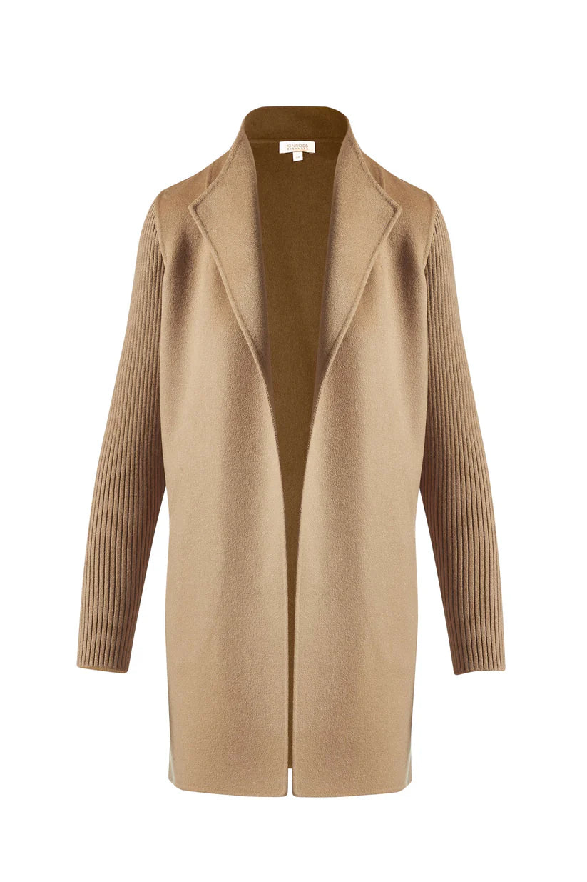 Rib Sleeve Coat Cardigan Sweater Pullover