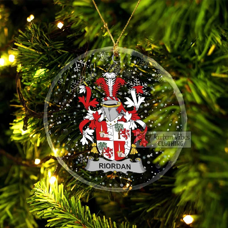 Riordan Irish Clan Christmas Glass Ornament with Coat of Arms Parka Anorak Hoodie