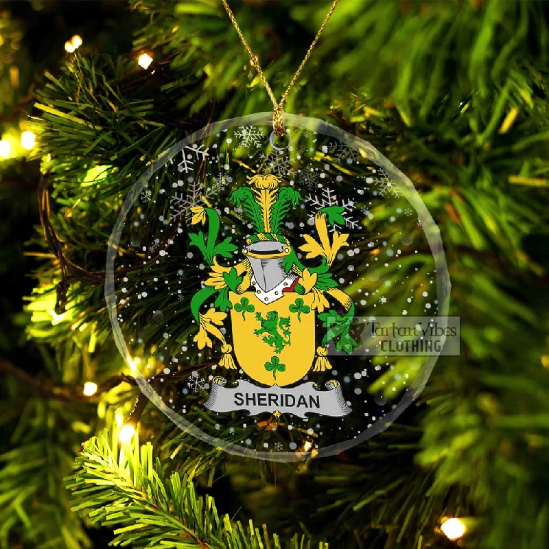 Sheridan Irish Clan Christmas Glass Ornament with Coat of Arms Hooded Jacket Zipper Jacket Button Jacket