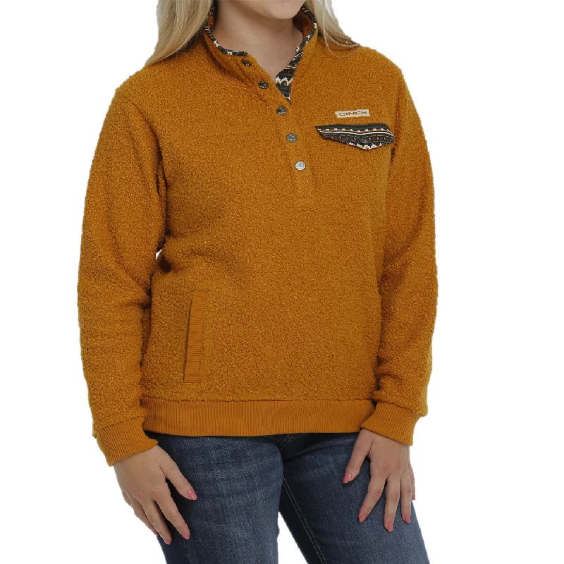 Cinch® Ladies Gold Teddy Bear Fleece Pullover MAK9817001 Boat Neck Sweater