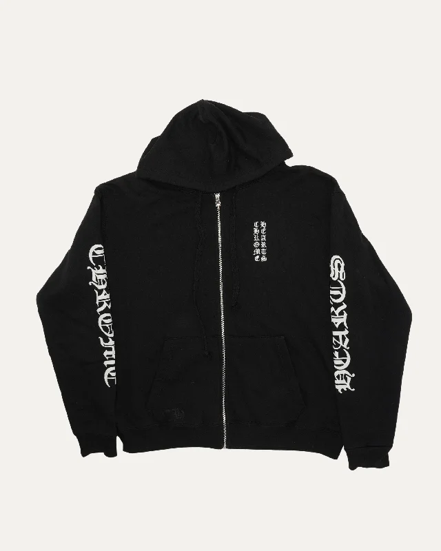 Thermal Lined Vertical Logo Zip Up Hoodie Cotton Hoodie Fleece Lining Warmth