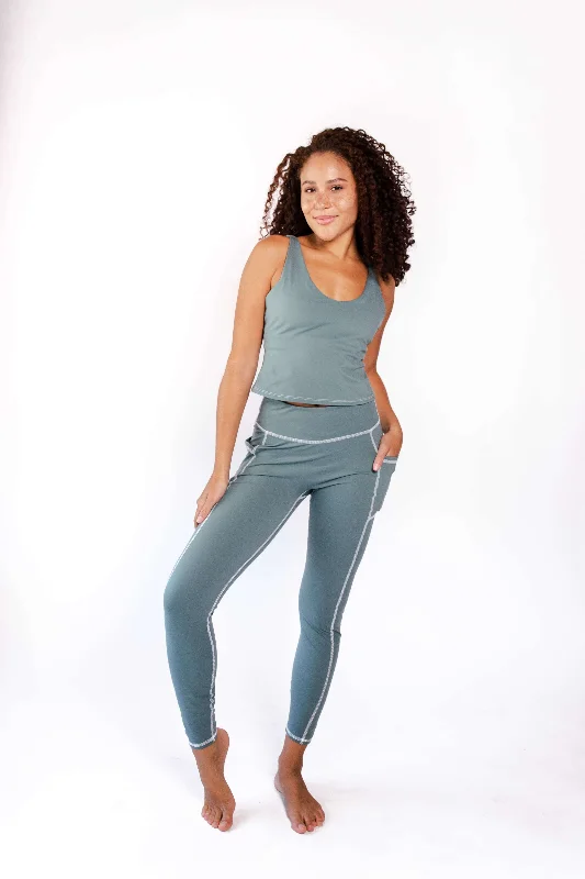 Non Stop Legging in Sage Green Fashionable Sports Compression Leggings
