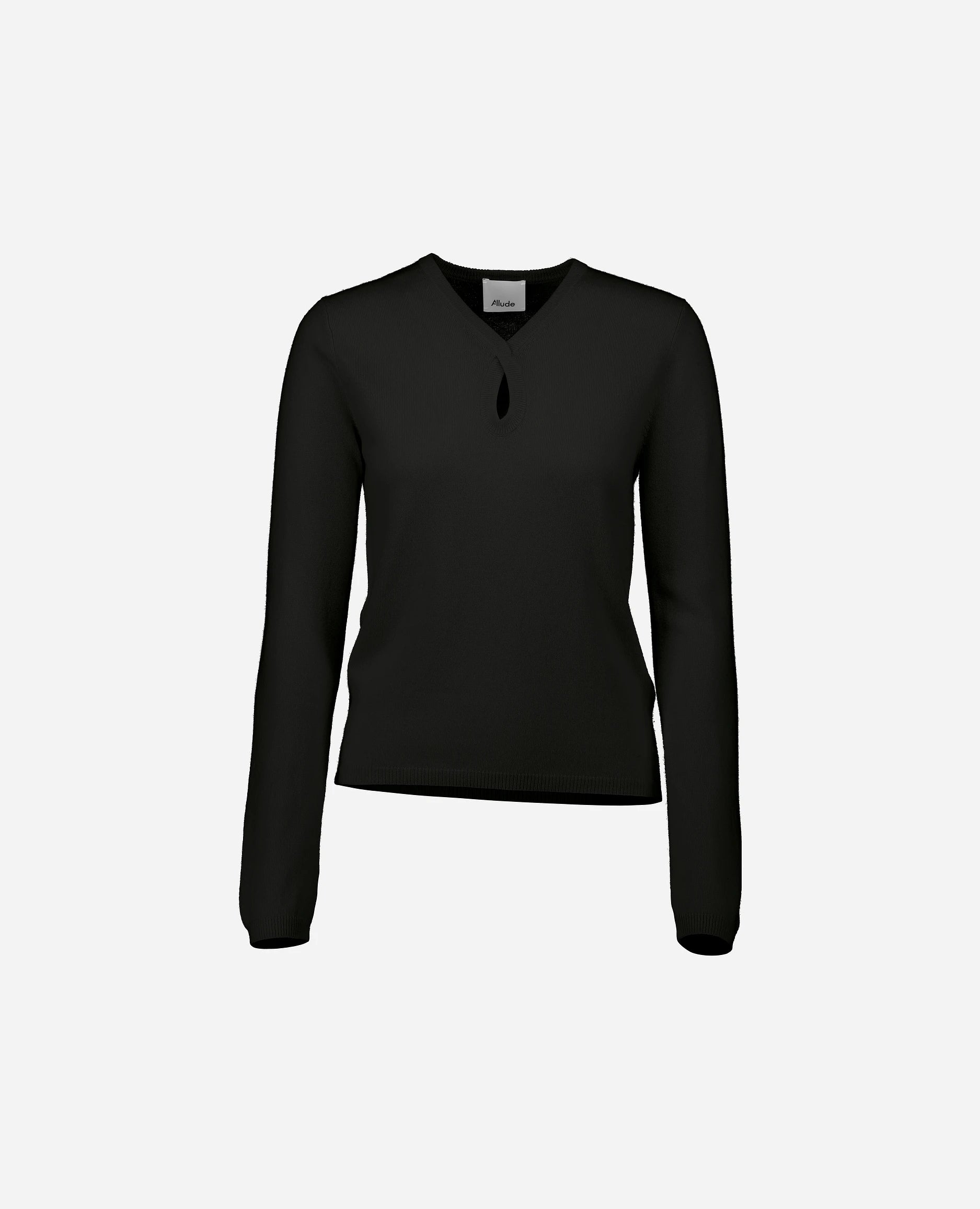 Woll-Mischung Pullover in Schwarz - Gerade Passform Shawl Collar Sweater