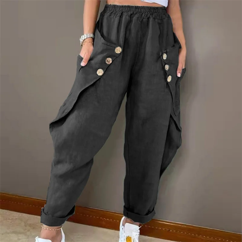 Women'S Fashion Casual Pocket Button Trousers Trousers trendy modern