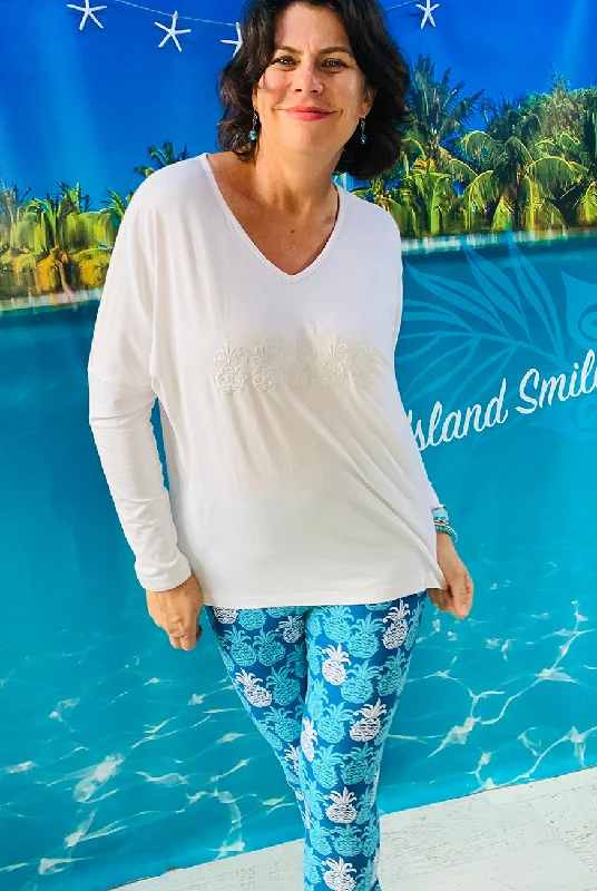 Tango Tropical Blue Leggings Trendy Color Block Leggings