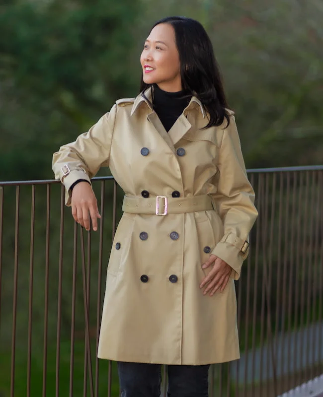 Itch to Stitch Acari Trench Coat Solid Print Jacquard