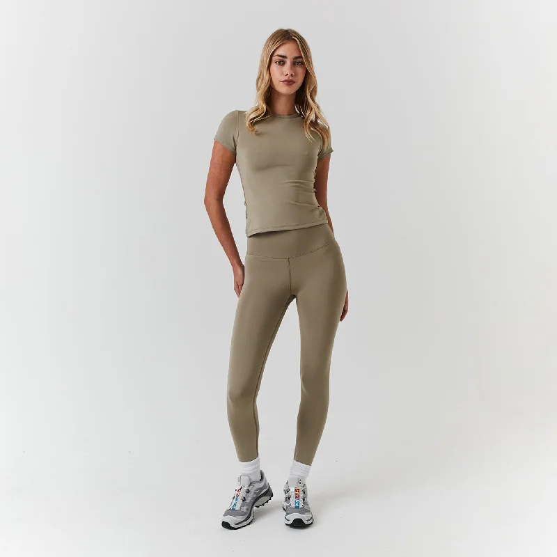 Second Skin Crop Top & Legging Set | Olive Jersey Fabric Tulle Fabric Batik Fabric