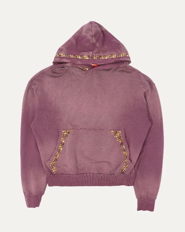 Studded Hoodie Hoodie with Half-Zip Sporty Casual