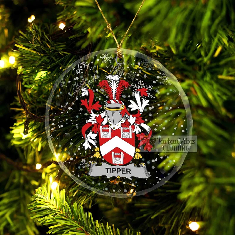 Tipper Irish Clan Christmas Glass Ornament with Coat of Arms Parka Down Jacket Wool Coat
