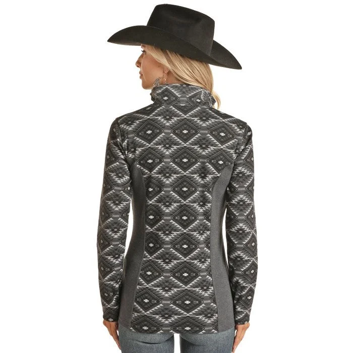 Powder River Ladies Aztec Knit Black Henley Pullover PRWO91RZXR-01 Solo Sleeve Pullover Powder River Ladies Aztec Knit Black Henley Pullover PRWO91RZXR-01 Solo Sleeve Pullover