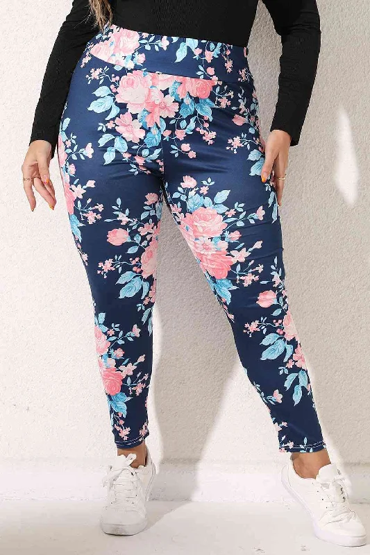 Plus Size Floral Print Legging Trendy Sweat-Wicking Workout Leggings