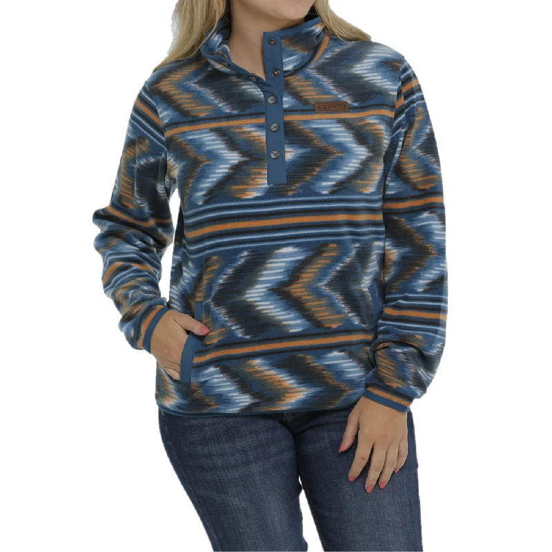 Cinch® Ladies Teal Printed Fleece Pullover MAK9820009 Solo Sleeve Pullover