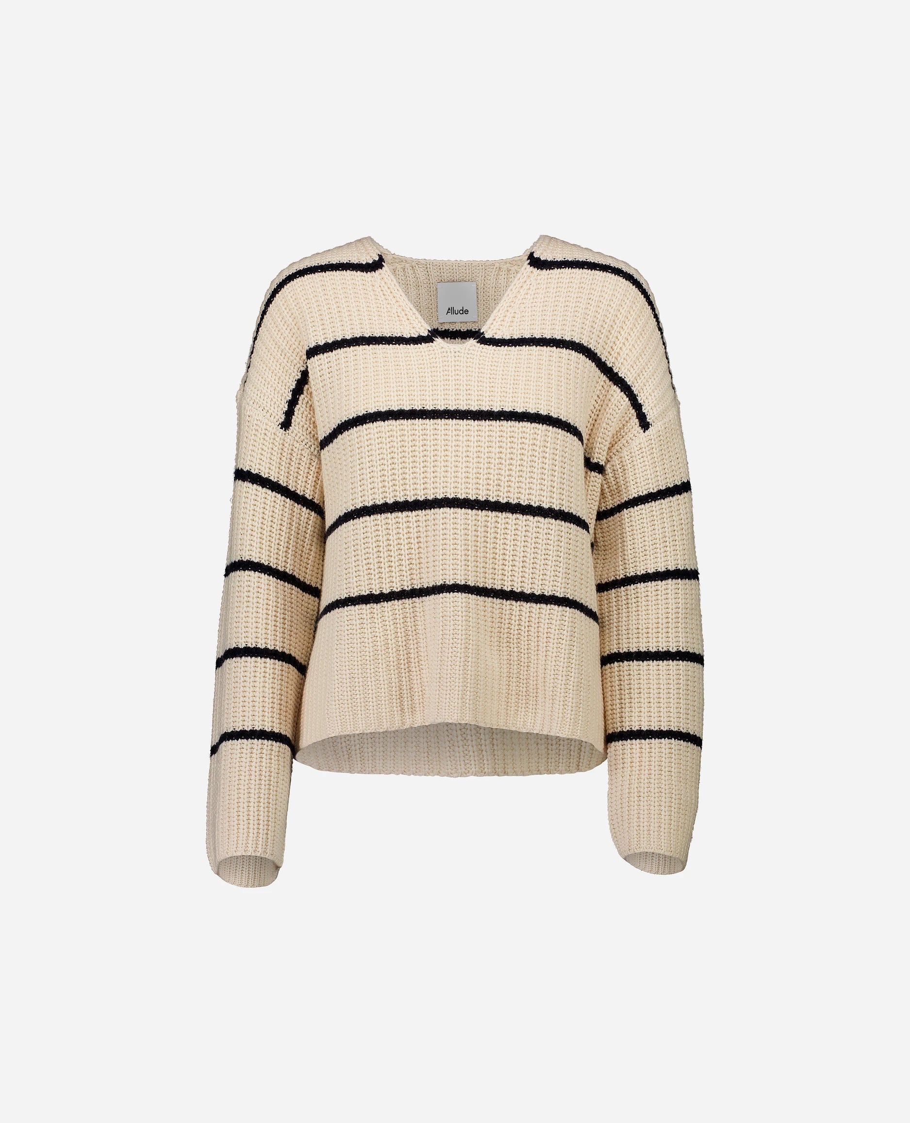 Baumwoll-Mischung Pullover in Beige - Lockerer Schnitt Cable Knit Chunky
