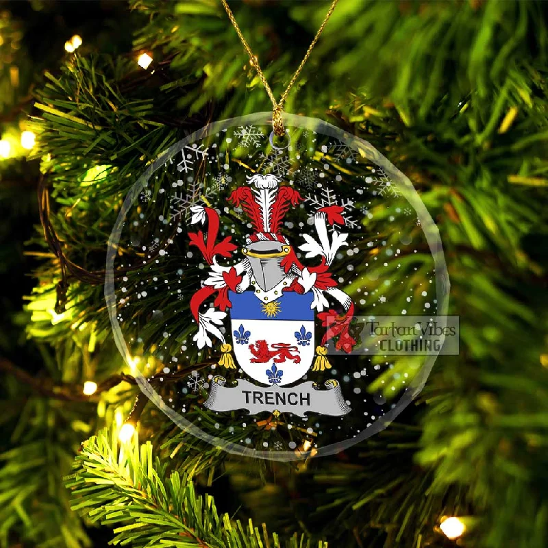 Trench Irish Clan Christmas Glass Ornament with Coat of Arms Sleeveless Short Sleeve Long Sleeve