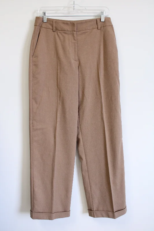 Liz Claiborne LizSport Tan Wide Leg Trouser | 10 High Waist Slim Fit Ankle Length