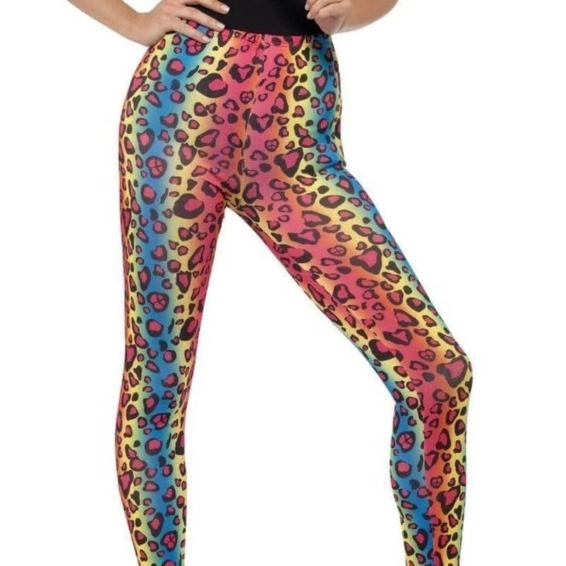 Neon Leopard Print Leggings Adult Multi Trendy Tie-Dye Leggings